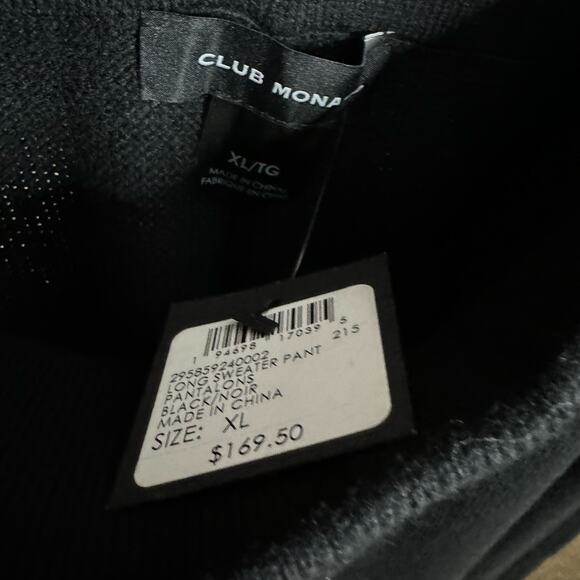 Club Monaco Black Long Wool Blend Knit Pull on Pants Stretch Casual Wardrobe XL - Picture 10 of 12